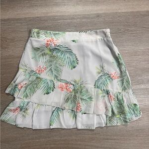 Lost + Wander Tropical Leaf Mini Skirt - Green and Pink